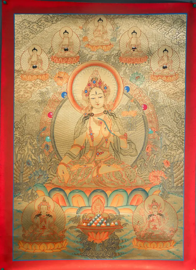 White Tara Thangka – Golden Serthang Assembly