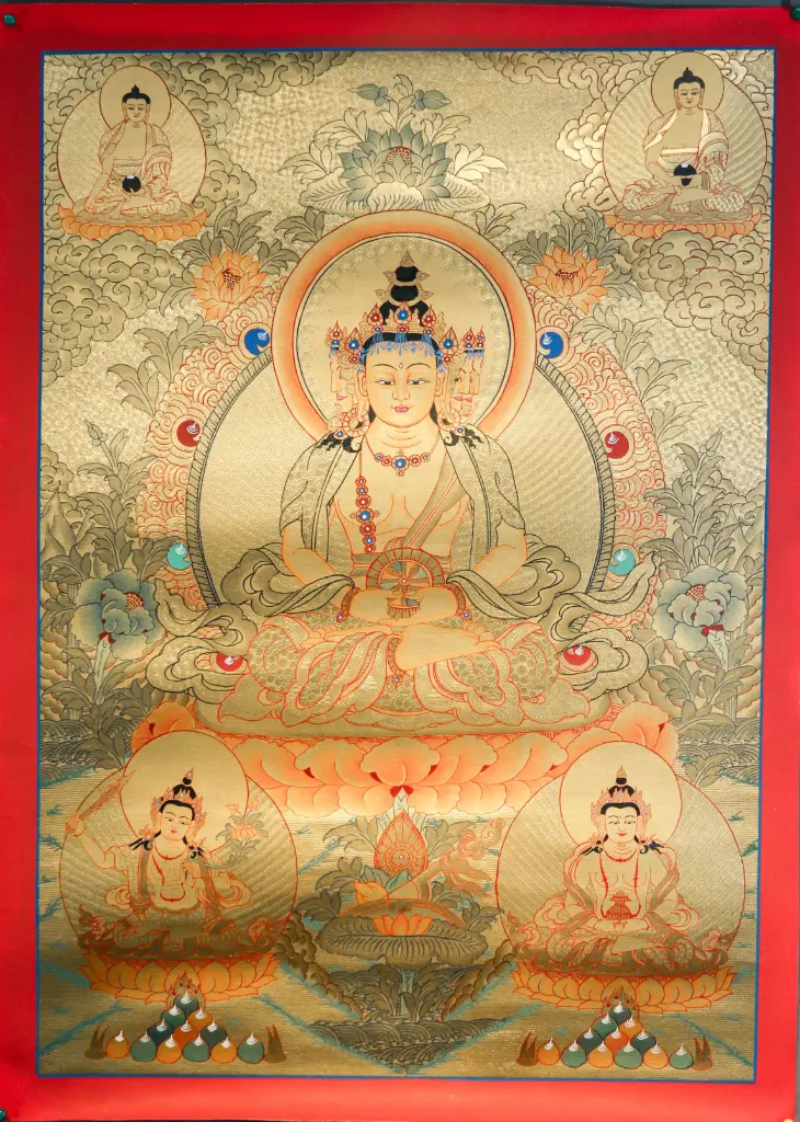 Maha Vairocana Thangka – Golden Assembly 