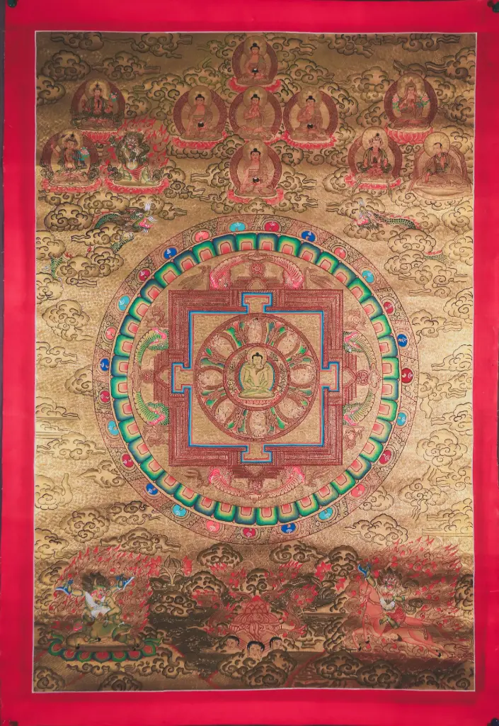 Samantabhadra Mandala Thangka – Golden Palace Assembly