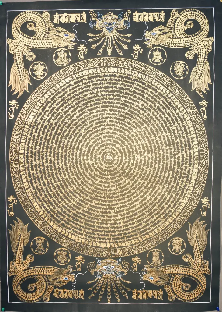 Mantra Mandala Thangka – Nagthang Gold Dragon