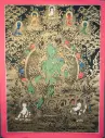 Black Gold Green Tara Thangka (Nagthang)