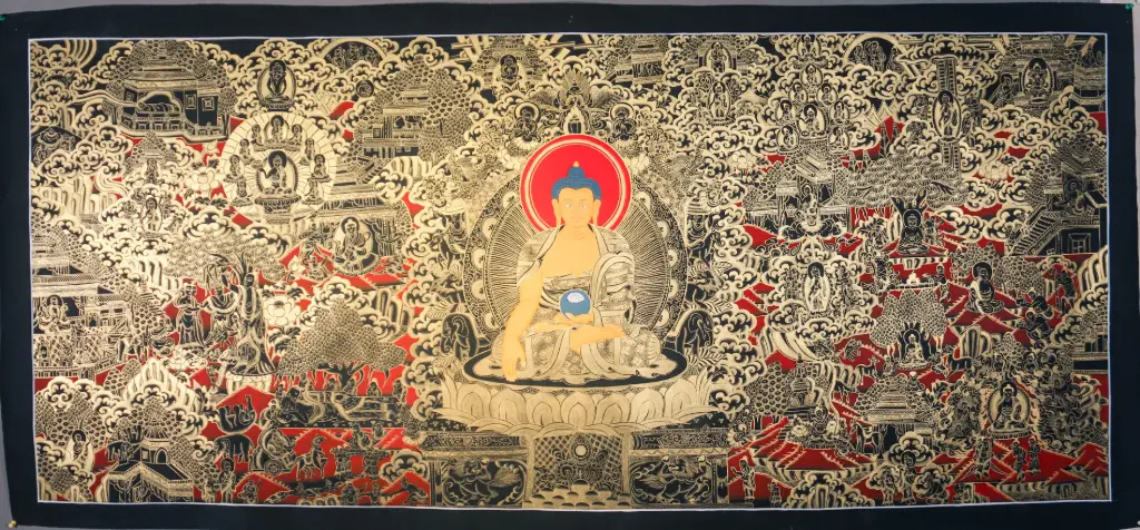 Shakyamuni Buddha Life Thangka – Grand Nagthang Panorama – The Complete Path
