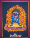 Blue (Black) Jambhala Thangka (Wrathful Wealth Deity) Prosperity Through Inner Power