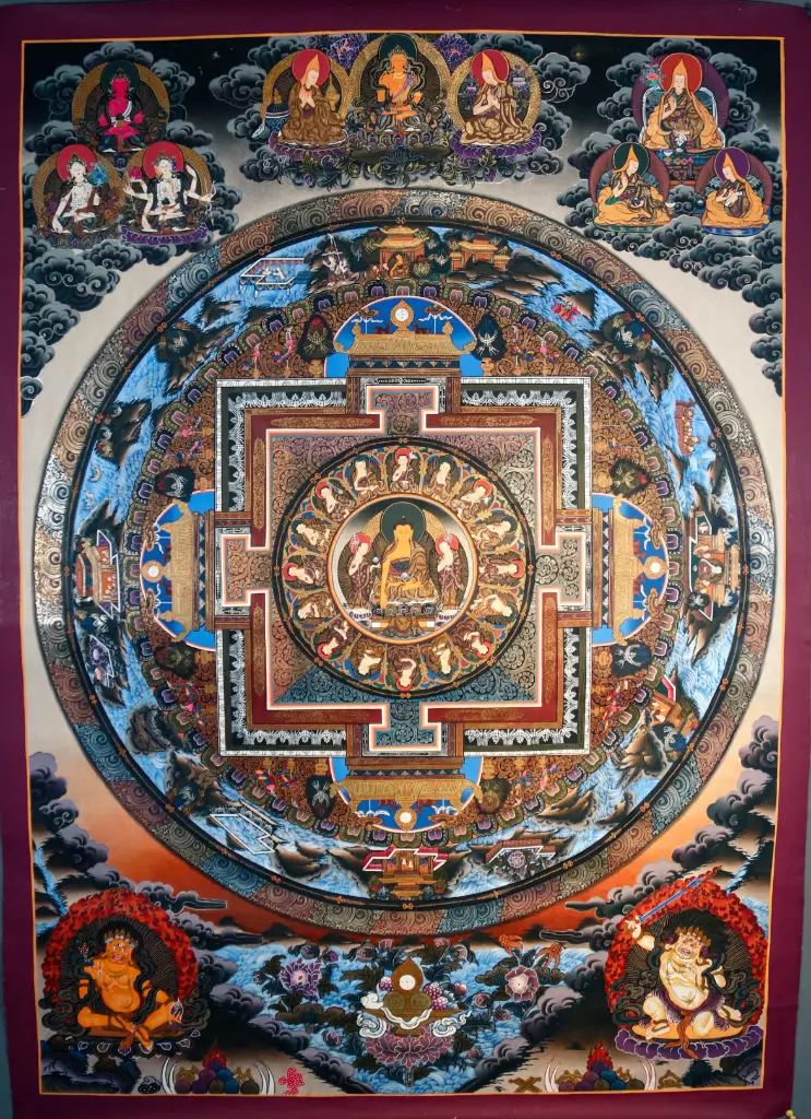 Shakyamuni Buddha Thangka – Celestial Mandala Assembly