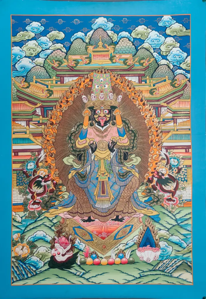 Chahi Lhamo (Chachi / Zachi Lamo) Thangka – Temple Throne Protector