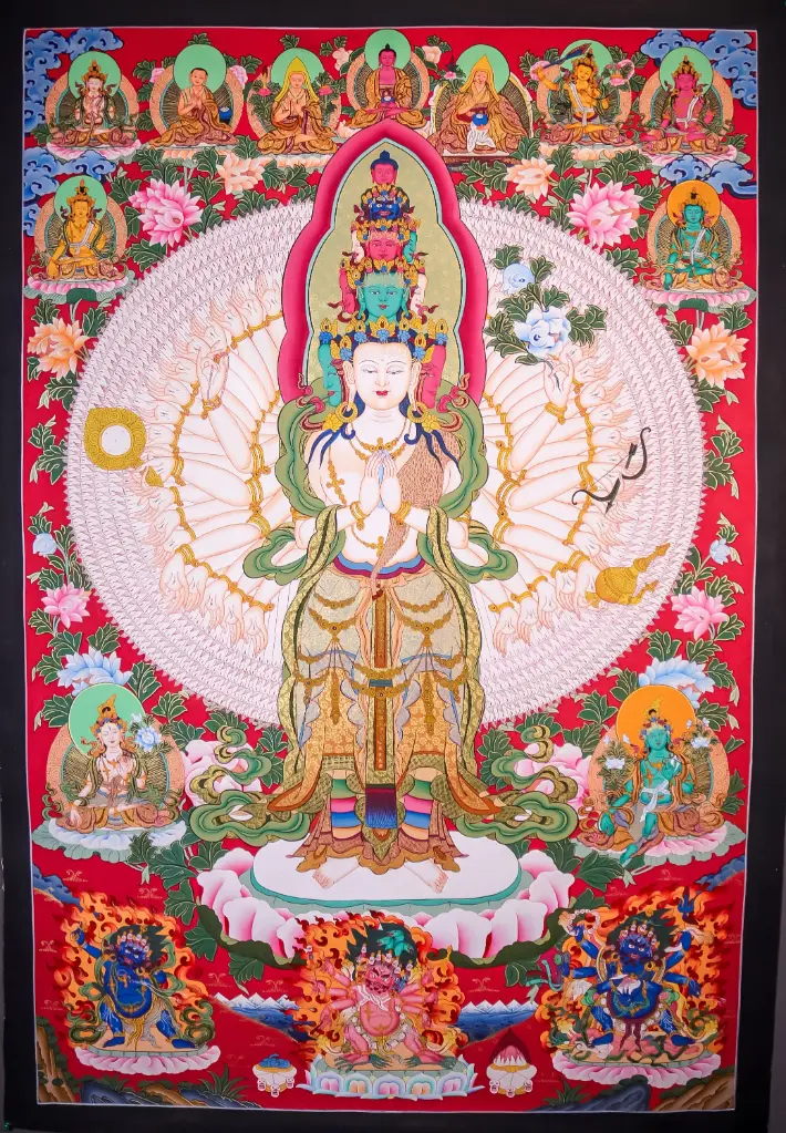 1000-Armed Chenrezig Thangka – Legend of Infinite Love – Menri Style