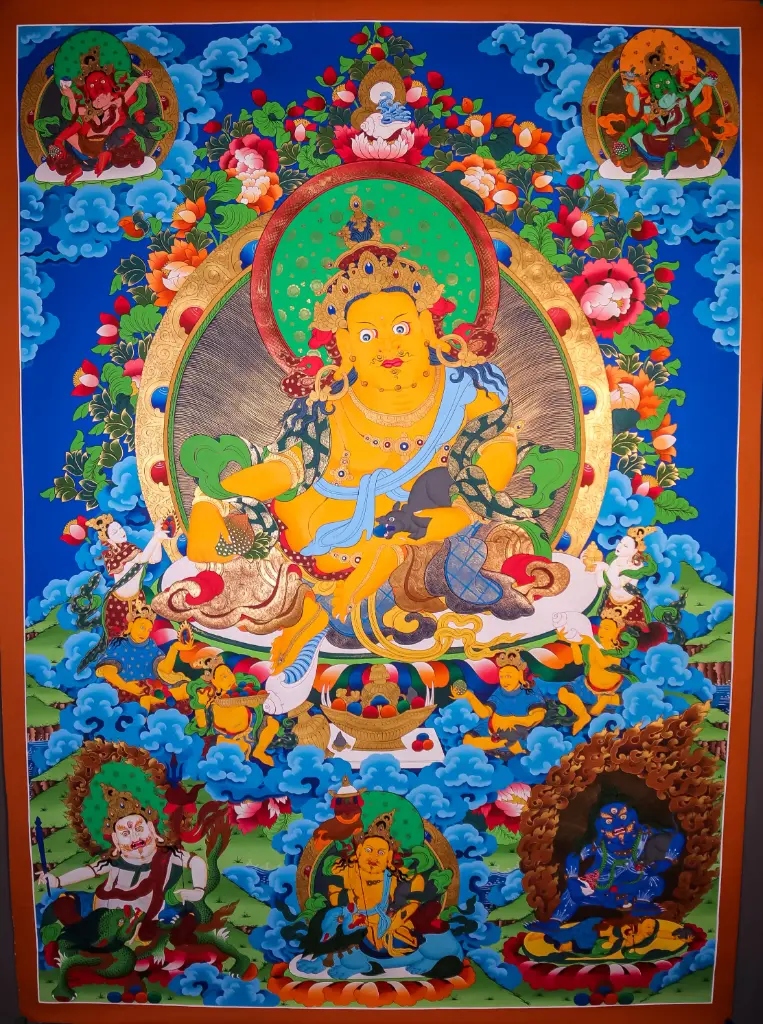 Five Jambhalas Thangka – 24K Gold – Prosperity of the Heart