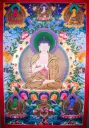 Five Dhyani Buddha Thangka – Gold Detailing – Menri Style