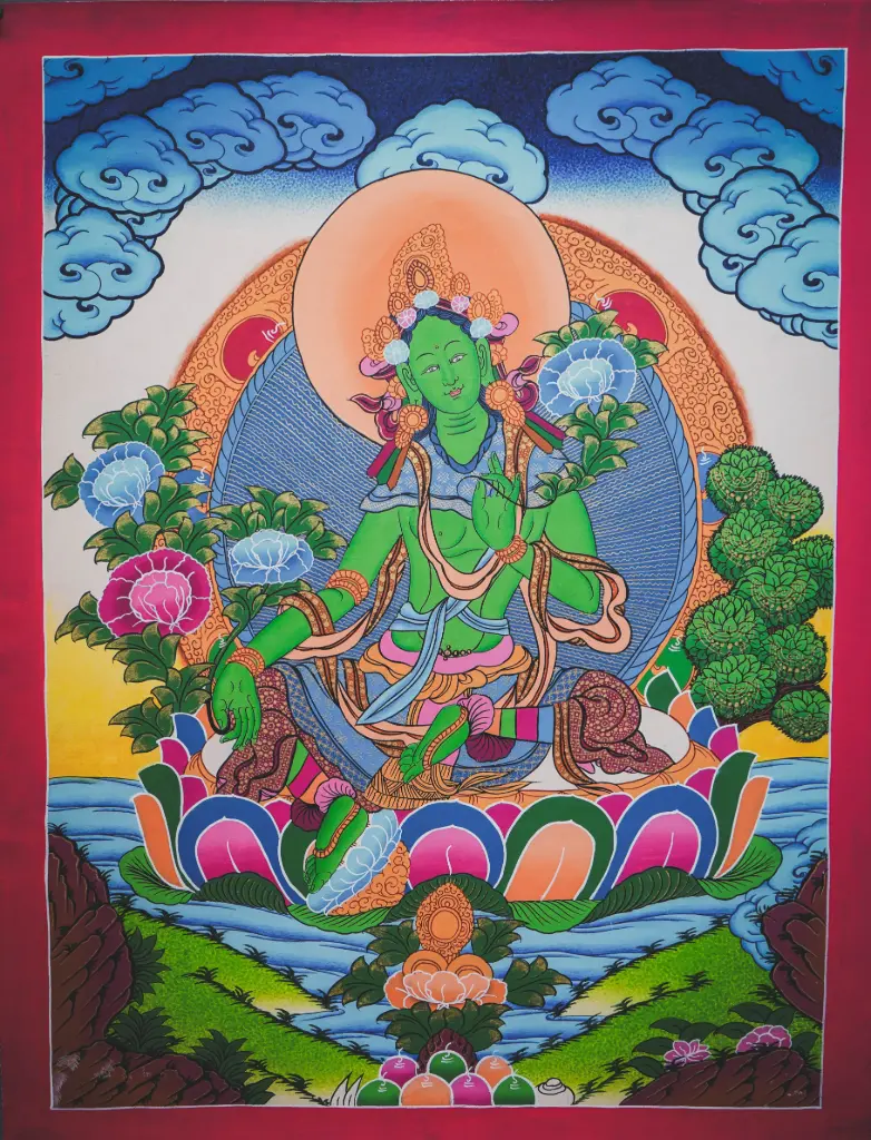 Green Tara Thangka – Menri Terrestrial Landscape