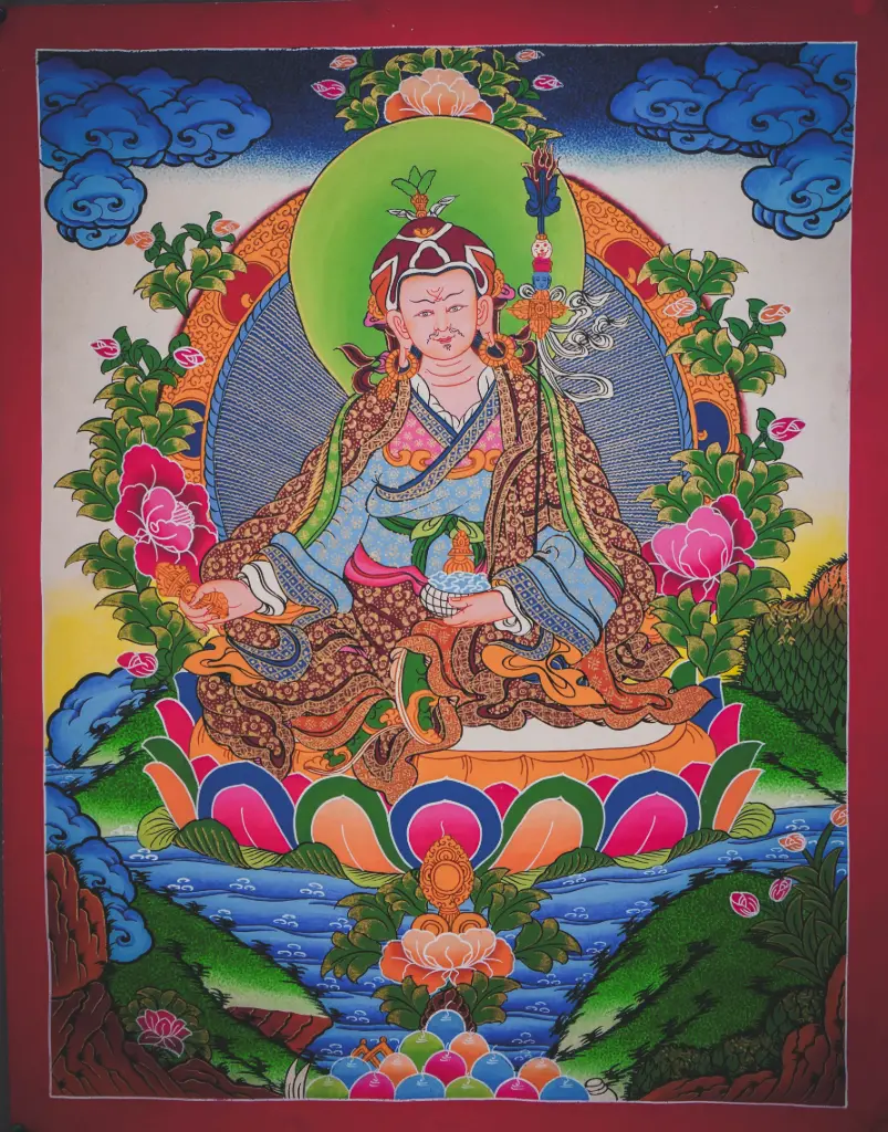 Guru Rinpoche Thangka – Menri Landscape