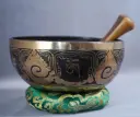 Om Mani Padme Hum Singing Bowl – Etched Bronze – Deep Grounding Resonance