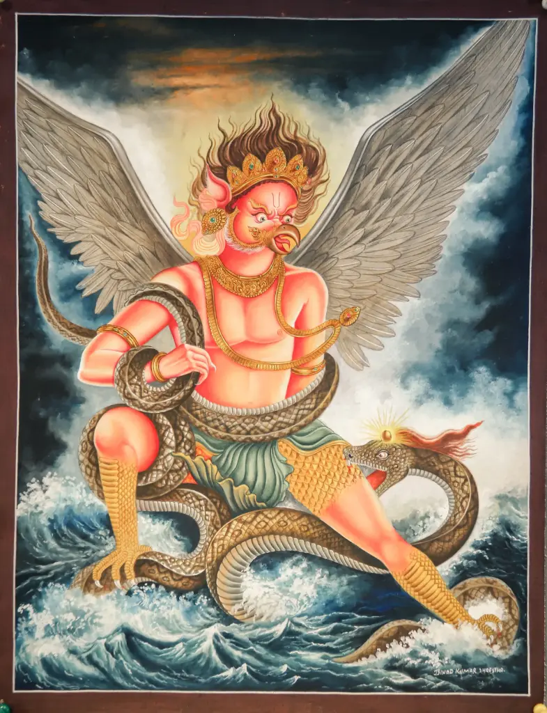 Garuda Thangka – Newari Art – Conqueror of Nagas & Poisons