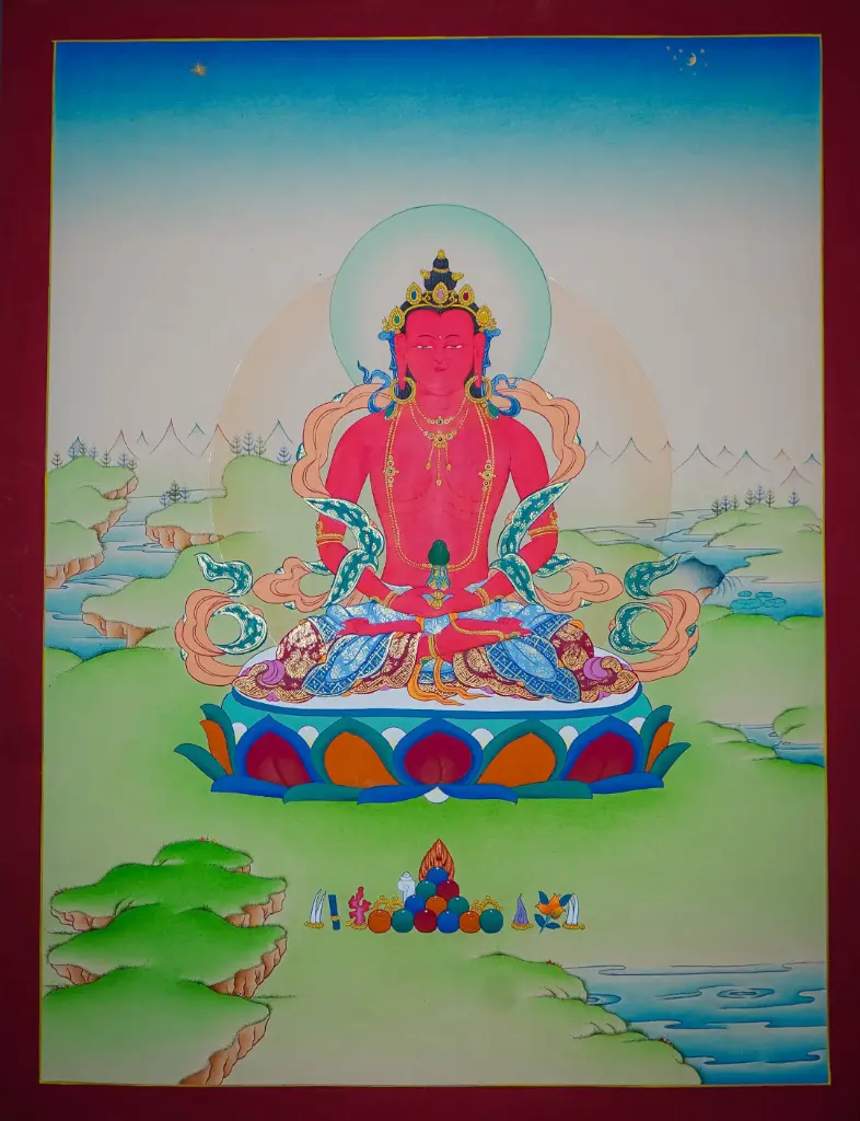 Amitayus Thangka – Karma Gadri Style – The Nectar of Infinite Life