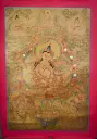 Four‑Armed Manjushri Thangka (Five‑Deity Gold Serthang)