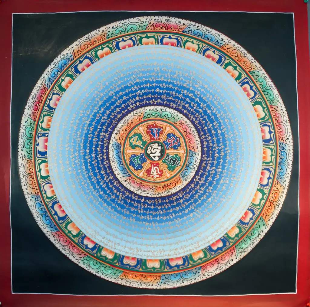 Om Mani Padme Hum Mandala Thangka – The Radiant Seed of Compassion