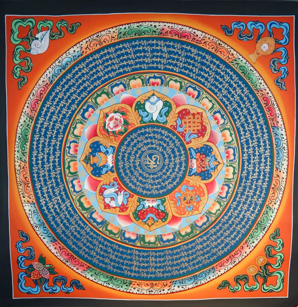 Om Mani Padme Hum & Ashtamangala Mandala – The Circle of Auspicious Blessings