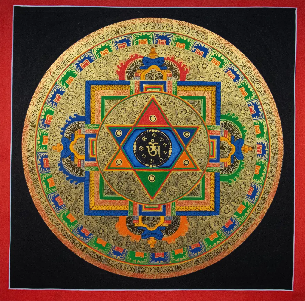 Om Mantra Mandala Thangka – The Geometry of Silence