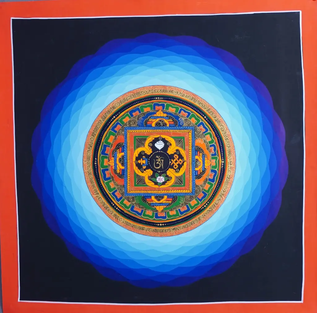 Cosmic Om Mandala Thangka (The Ripple of Universal Sound)
