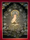Vairocana Buddha Thangka – Nagthang Gold Style – Illuminating Universal Wisdom
