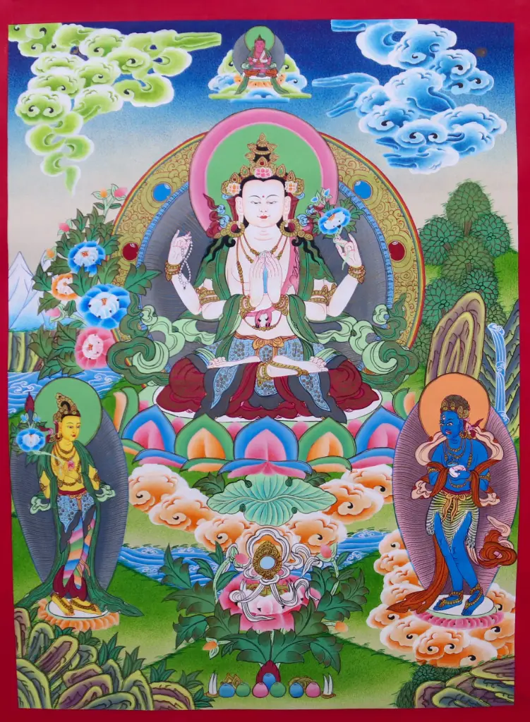 Chenrezig Thangka (The Lords of the Three Families) A Sanctuary of Compassion