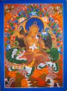 Manjushri Riding the White Lion Thangka (Flames of Wisdom)
