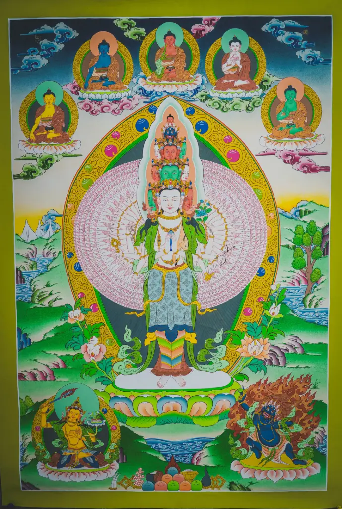 Avalokiteshvara Thangka – 1000 Arms, 11 Heads