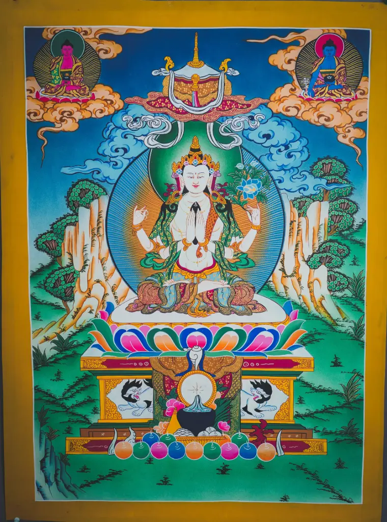 Chenrezig Thangka – Menri Style – The Radiance of Boundless Compassion