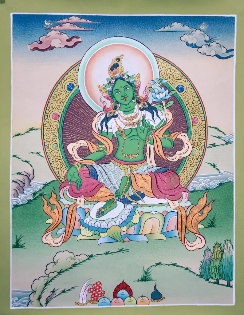 Green Tara Thangka – Karma Gadri Style