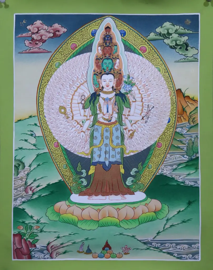 Thousand Armed Chenrezig Thangka – 11 Headed Avalokiteshvara