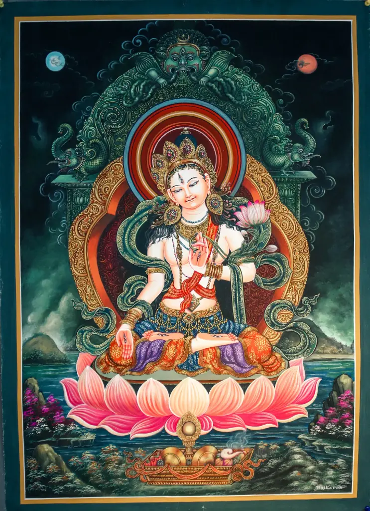 White Tara Thangka – Newari Paubha Masterpiece 