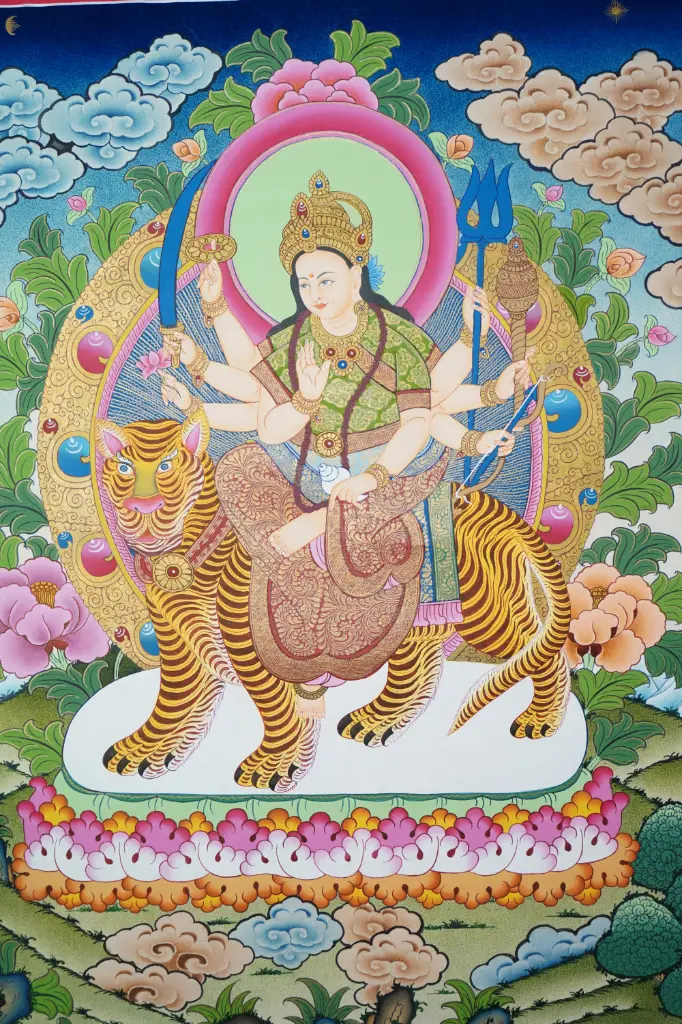 Maa Durga Thangka (A Beacon of Protection, Courage, and Fearless Energy)
