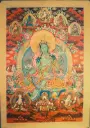 Green Tara Thangka – Five Dhyani Assembly – Sanctuary of Swift Wisdom