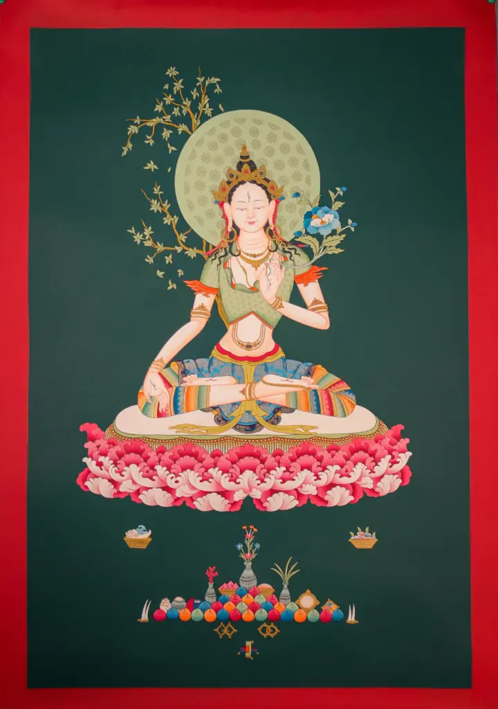 White Tara Thangka – Karma Gadri Space – Seven Eyes of Health