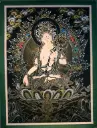 White Tara Thangka – Nagthang Gold & Silver – Goddess of Long Life