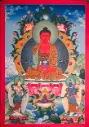 Amitabha Buddha Thangka – Pure Land Trinity Assembly – Sanctuary of Boundless Light